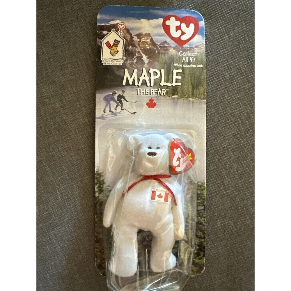 McDonald’s Ty Beanie Baby Maple the Bear 1996 Teenie Beanie MWMT Canada